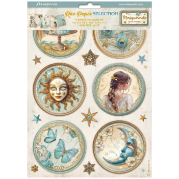 Set of 6 rice papers Masquerade Stamperia 21x30cm