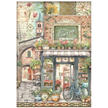 Papel de arroz Flower Shop Art of Travelling Stamperia 21x30cm