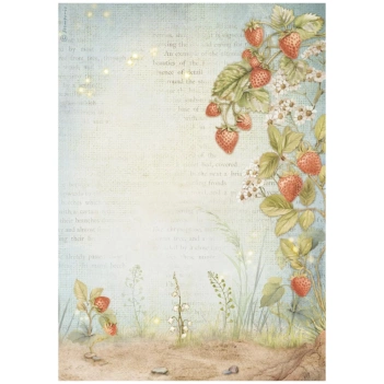 Stamperia Romantic Hidden Grove Reispapier Erdbeeren 21x30cm