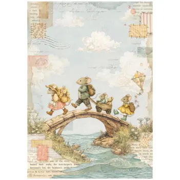 Puente Cozy Family Stamperia rice paper, 21x30cm
