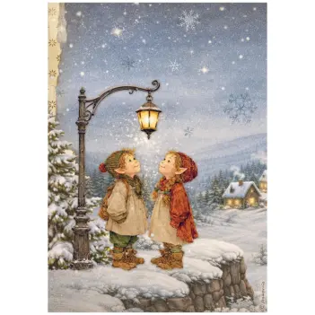Papel de arroz Trineo Santa Claus Silent Night Stamperia 21x30cm