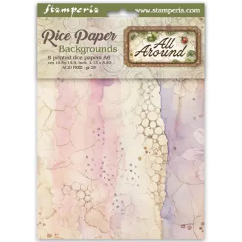 Stamperia All Around Set 8 Reispapieren Backgrounds  10x15cm