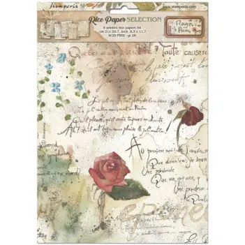 Stamperia Flowers and Poems Set 6 Reispapiere 21x30cm