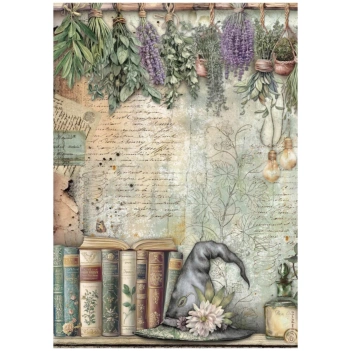 Stamperia Herbarium Silvae Reispapier Bücher  21x30cm