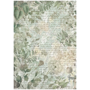 Stamperia Herbarium Silvae Rijstpapier Bladerenachtergrond  21x30cm