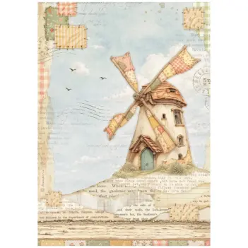 Stamperia Cozy Family Reispapier Mühle 21x30cm