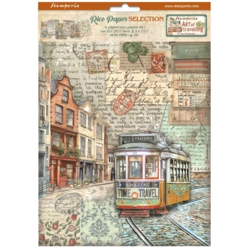 Kit 6 papéis de arroz Art of Travelling Stamperia 21x30cm