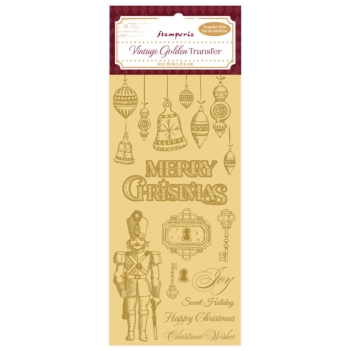 Stamperia Alice in Christmas Vintage Gouden Transfer Vrolijk Kerstfeest 
