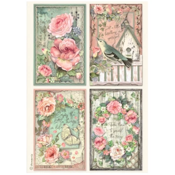 Rice Paper 4 Cards Stamperia 21x30cm