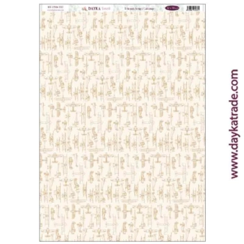 Tecido DTXM-2132 Padrão aviões bege Amor y Fe Dayka 33x70cm