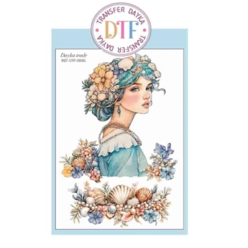 Transferencia Chica con flores y conchas Dayka 20x28,5cm