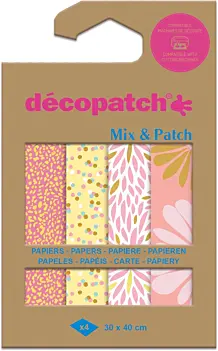 Set aus 4 Papieren Mix &amp; Patch Süße Stunde Décopatch 30x40cm