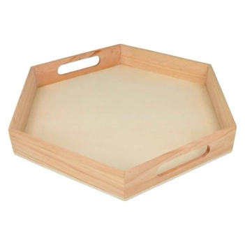 Hexagonal wooden tray Sweet Garden Artemio