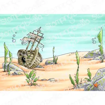 Gummistempel „Underwater Shipwreck Backdrop“ von Stamping Bella