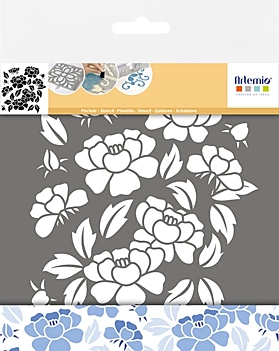 Molde de Stencil Flores Bleu Artemio 30x30cm