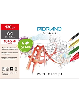 Carpeta papel dibujo Fabriano Accademia A4 130g/m²