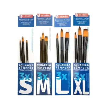 Set 3 Pinceles Pelo Sintético Acuarela Témpera ArtCreation
