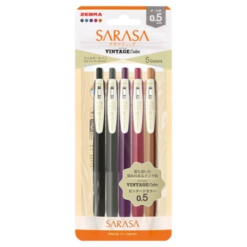Zebra Sarasa Clip Vintage 2Set 5 Gelstifte  0,5mm