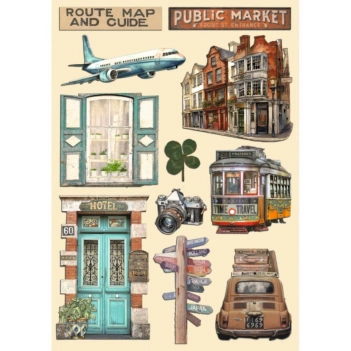 Drewniane elementy Die-Cuts Art of Travelling Stamperia