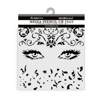 Modelo de stencil Olhos Masquerade Stamperia 12x12cm