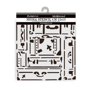 Plantilla de stencil Maletas Art of Travelling Stamperia 12x12cm