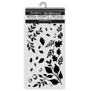 Modelo de stencil Folhas Dewdrops Stamperia 12x25cm