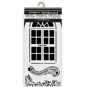 Modelo de stencil Janela Masquerade Stamperia 12x25cm