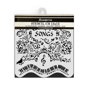 Modelo de stencil Songs Music Stamperia 18x18cm