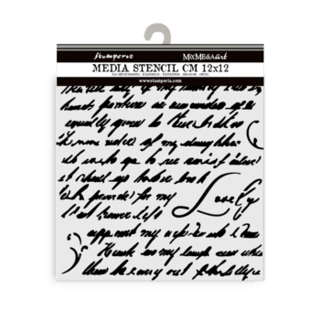 Modelo de stencil Escrito Masquerade Stamperia 12x12cm