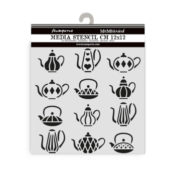 Alice in Christmas Stamperia Teapots stencil template 12x12cm