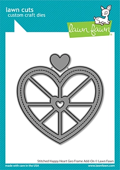 Fustelle Stitched Happy Heart Geo Frame Add-On Lawn Fawn