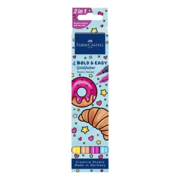 Set van 4 dubbele alcoholmarkers Bold and Easy II van Goldfaber Sketch Faber-Castell