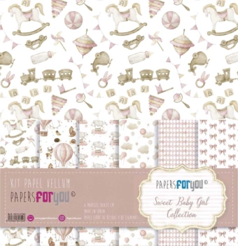Kit de Papeles Vellum Sweet Baby Girl PapersForYou 30x30cm