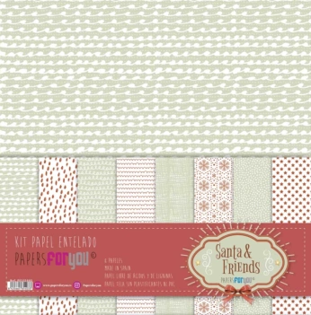 PapersForYou Santa and Friends Fabric Paper Kit 30x30cm