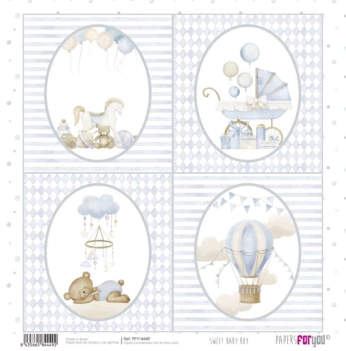 Papel 4 Cartões Sweet Baby Boy PapersForYou 30x30cm
