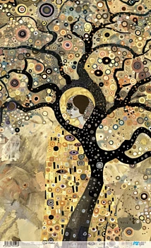 Papier de riz Femme dans l'arbre Art abstrait PapersForYou 54x33cm