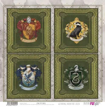 PapersForYou Wizarding Adventure Green Collection Papier Kaarten Huizen  30x30cm