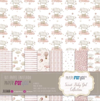 Set di 8 carte per bambina Sweet Baby Girl 30x30cm