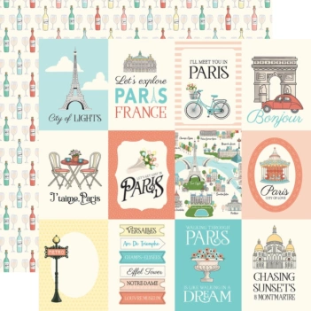 Papier 3 "x4" Journaling Cards Paris Carta Bella 30x30cm