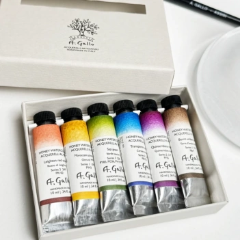 Boîte 6 tubes aquarelle Plein Air A.Gallo