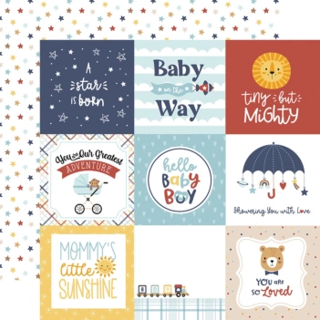 Papel 4"x4" Journaling Cards Baby on Board Boy Echo Park 30x30cm