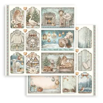 Papel Tags «White Christmas» da Stamperia, 30 x 30 cm