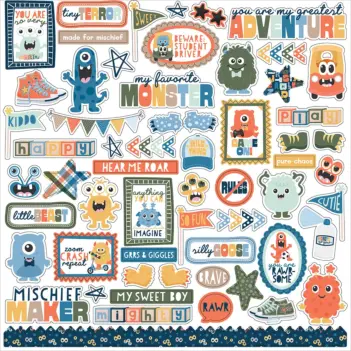 Autocolantes em cartolina Elements My Favorite Monster Echo Park 30x30 cm