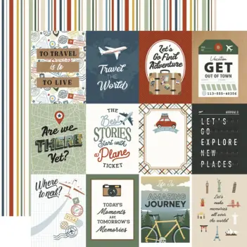 Papel 3"x4" Journaling Cards It's Time To Travel Echo Park 30x30cm