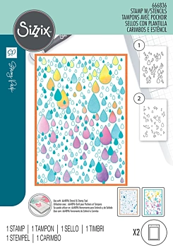 Stamp + stencil template Drip, Drip, Drop Sizzix