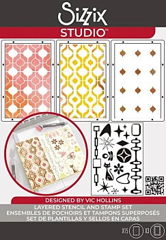Tampons + pochoirs Retro Sizzix