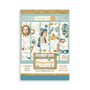 Set de 8 feuilles de ruban washi Masquerade Stamperia A5