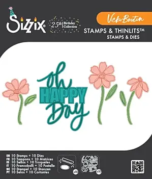 Sizzix Oh Happy Day Framelits Die Set + Stamps