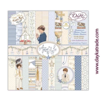 SUPER-ANGEBOT **40 %** Scrapbookingset „Liebe und Glaube – Junge“ von Dayka, 20 x 20 cm