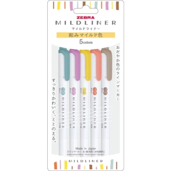 Zebra Mildliner NagomiSet 5 Set 3 doppelten Soft Filzstiften  